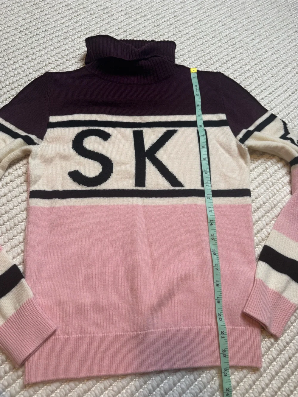 Perfect Moment Apres Ski Sweater Small Merino Wool Base Layer Pink White Maroon
